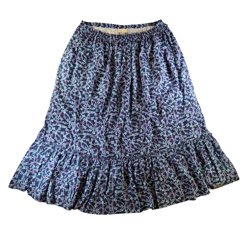 Simply Southern Ophelia Navy Blue Bow Print Cotton Midi Skirt XXL NWT Coquette